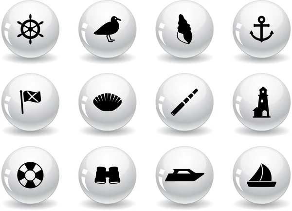 Web-Buttons, Icons am Meer — Stockvektor