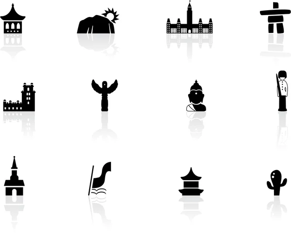 Lugares de interés y culturas iconos — Vector de stock