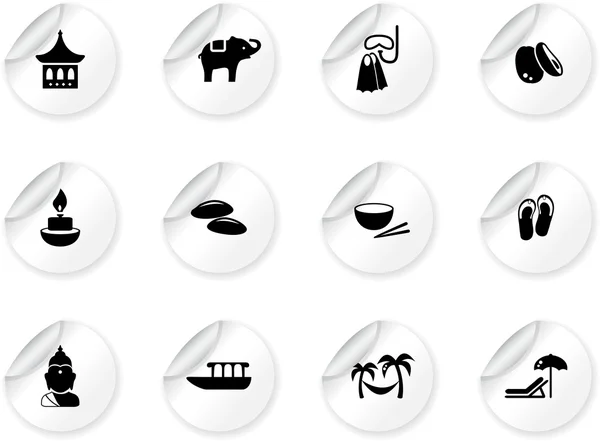 Stickers avec icônes thaï — Image vectorielle