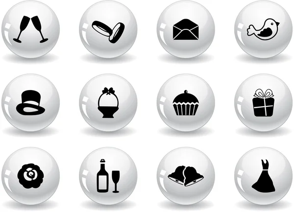 Web buttons, wedding icons — Stock Vector