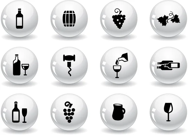 Web-Buttons, Wein-Symbole — Stockvektor