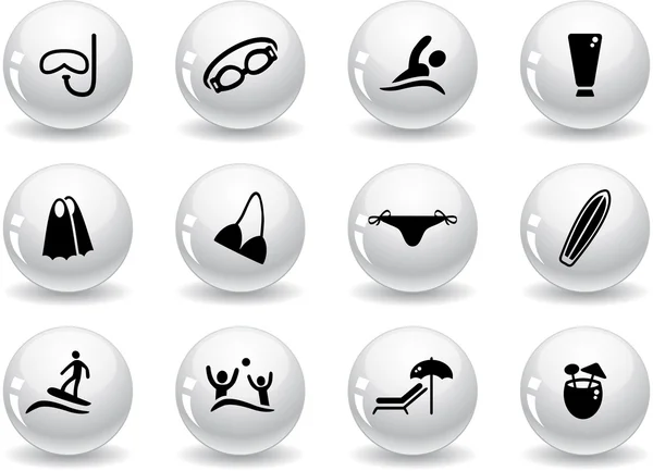 Web buttons, beach icons — Stock Vector