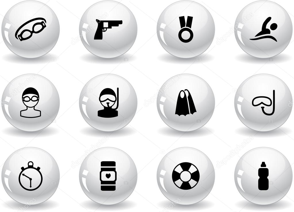 Web buttons, swimming icons