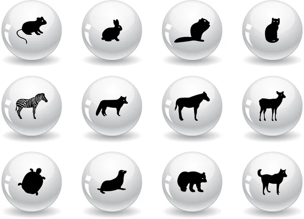 Boutons Web, icônes animales — Image vectorielle