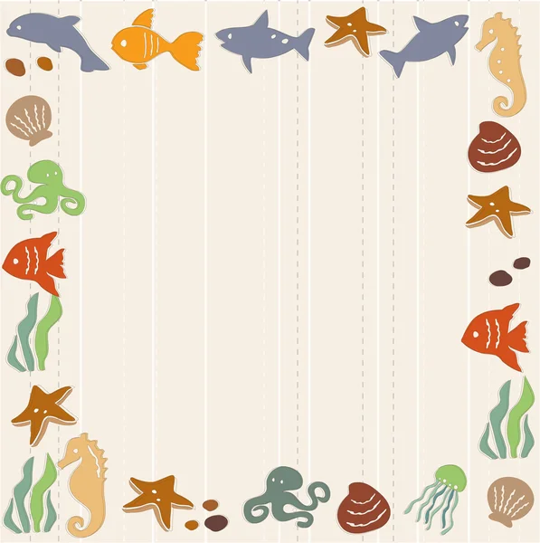 Frame with sea life — Stock Vector