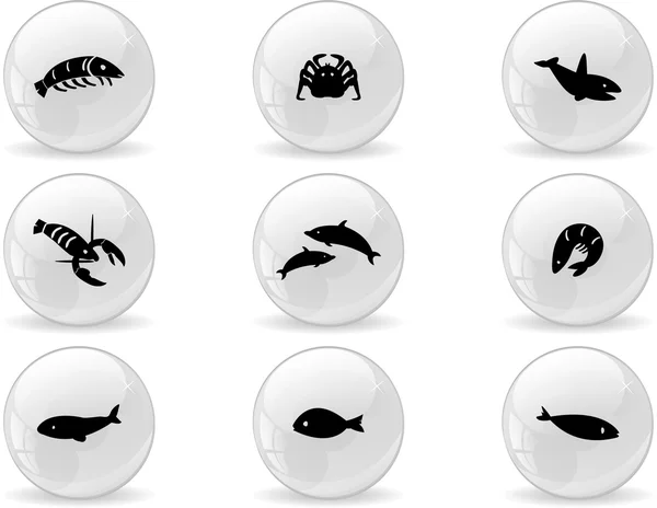 Web düğmeleri, okyanus yaşamı simgeler 2 — Stok Vektör
