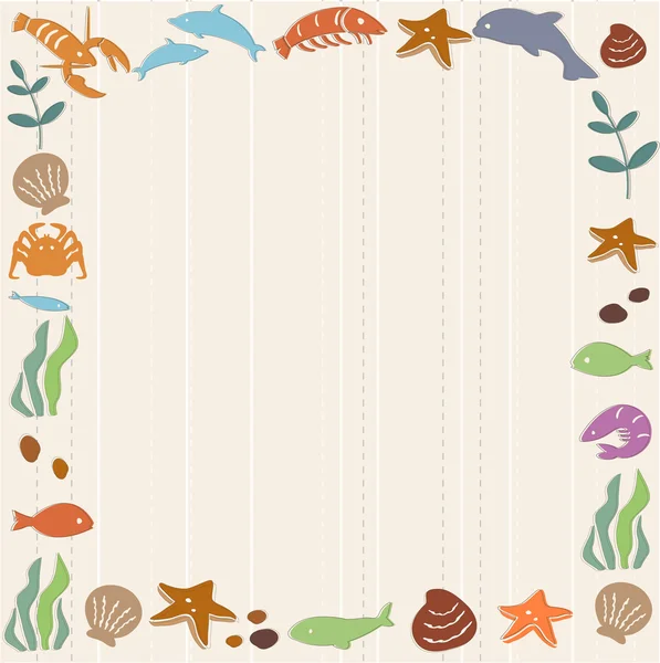 Frame with ocean life — Stock Vector