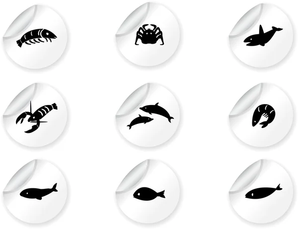 Stickers with ocean life icons 2 — Stock Vector