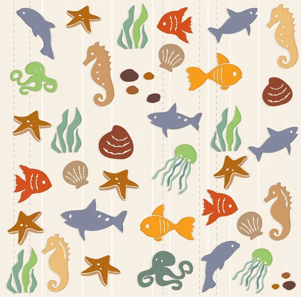 Seamless ocean life pattern 2 — Stock Vector