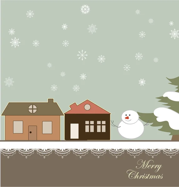 Cartão de Natal com uma cidade de inverno — Vetor de Stock