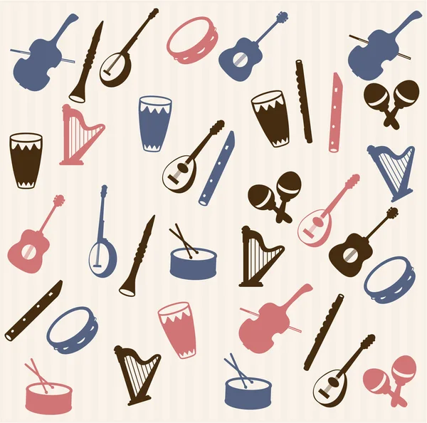 Music elements seamless pattern — Stock Vector