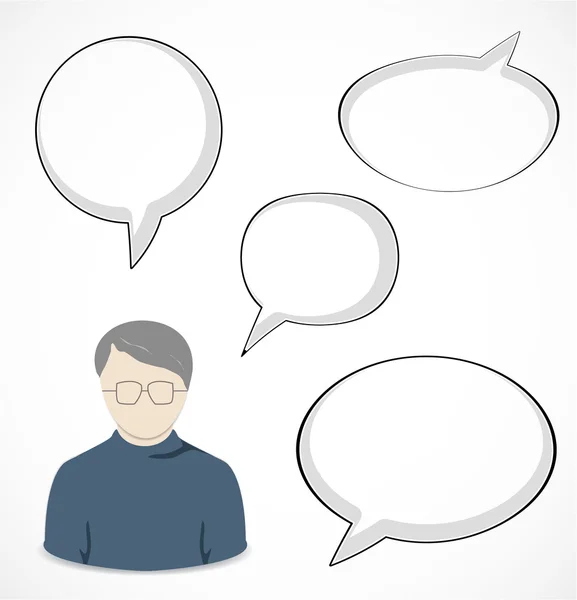 Man and speech bubbles — Stock Vector