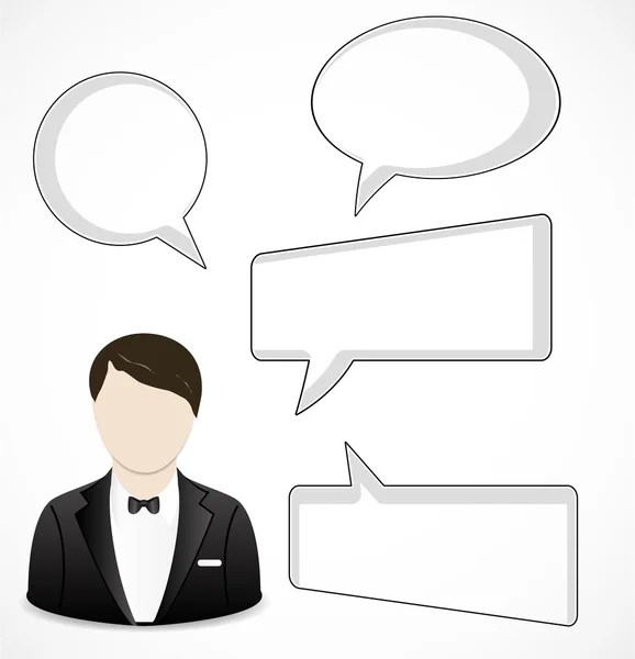 Man and speech bubbles — Stock Vector