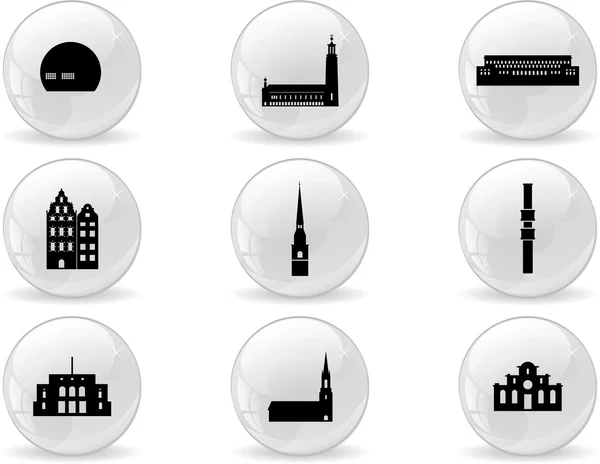 Web buttons, landmark icons - Stockholm — Stock Vector