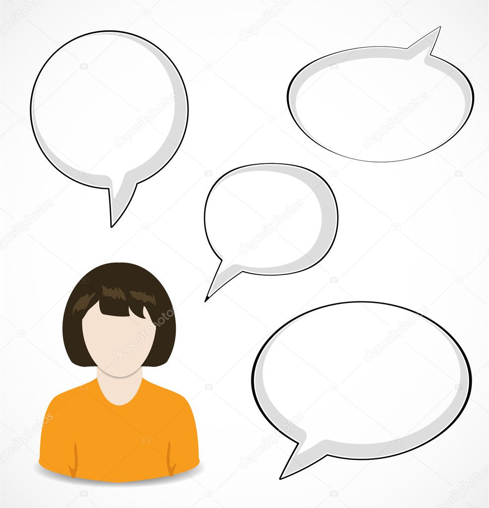 Woman and speech bubbles