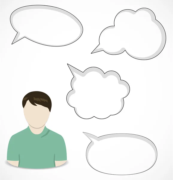 Man and speech bubbles — Stock Vector