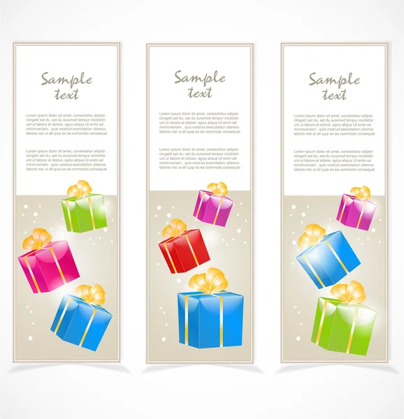 Banners com caixas de presente — Vetor de Stock