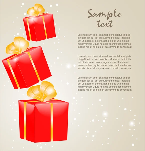 Gift boxes with gold ribbons — Stock Vector