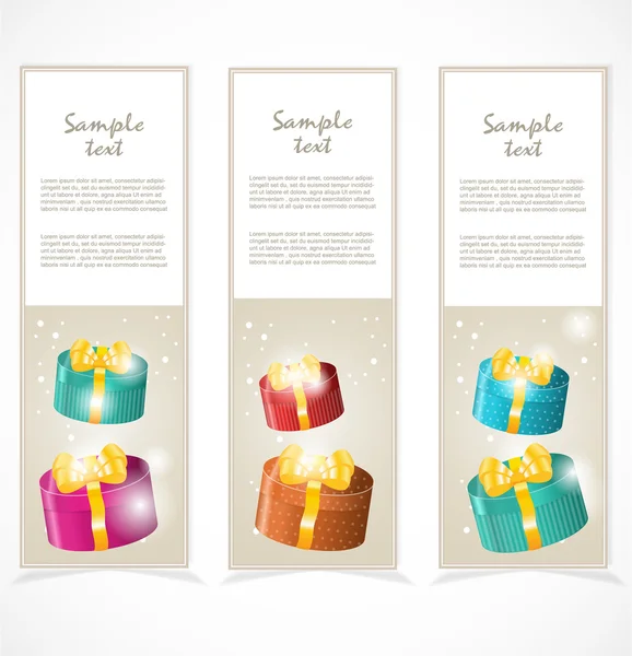 Banners con cajas de regalo — Archivo Imágenes Vectoriales