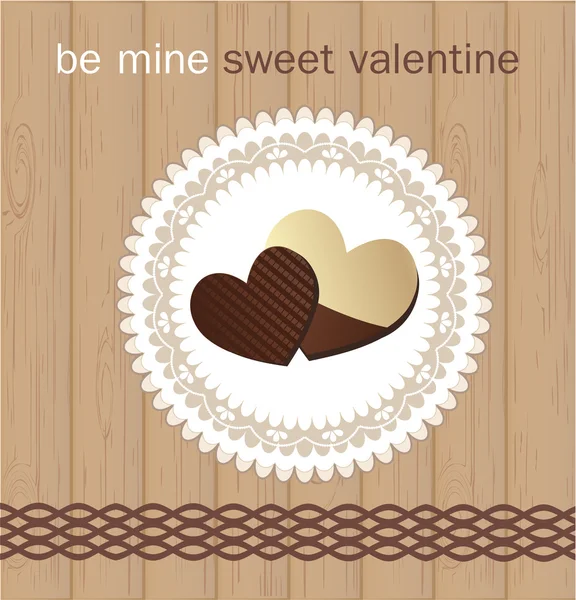 Tarjeta de San Valentín con chocolate — Vector de stock