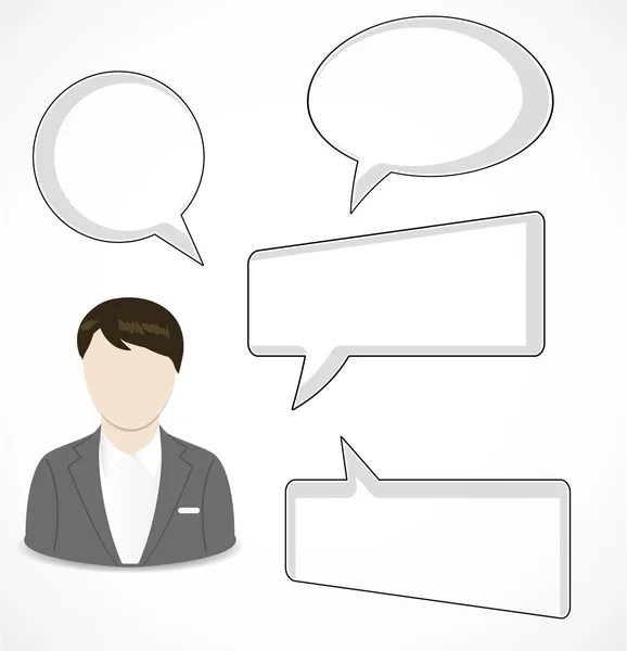 Man and speech bubbles — Stock Vector