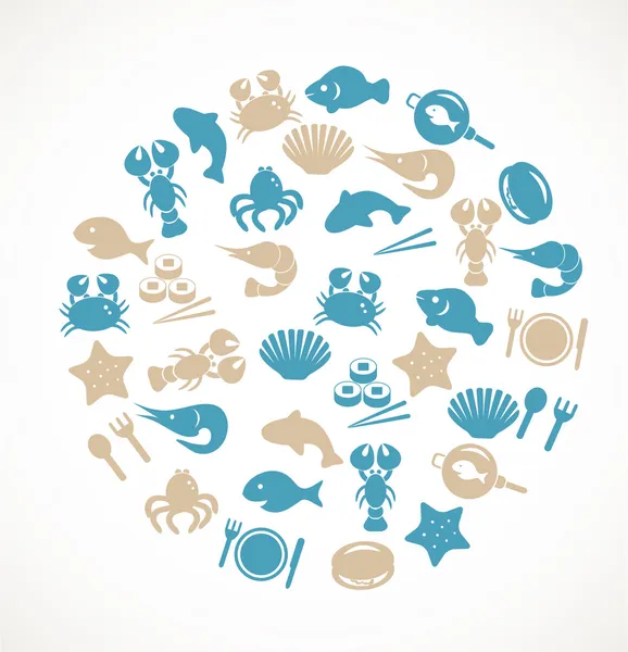 Seafood icons — Stock Vector