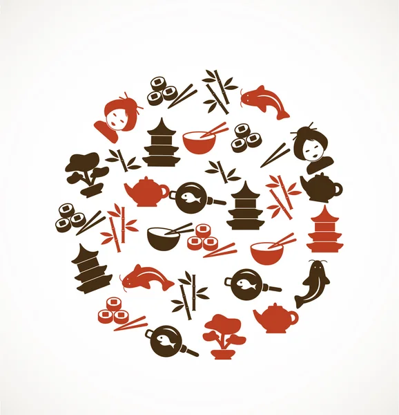 Icônes de la culture japonaise — Image vectorielle