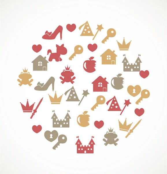 Iconos de princesa — Vector de stock