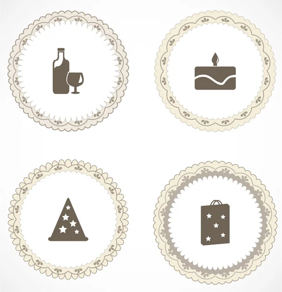 Vintage labels with icons — Stock Vector