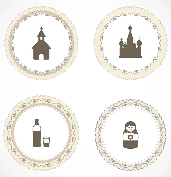 Vintage labels with icons — Stock Vector