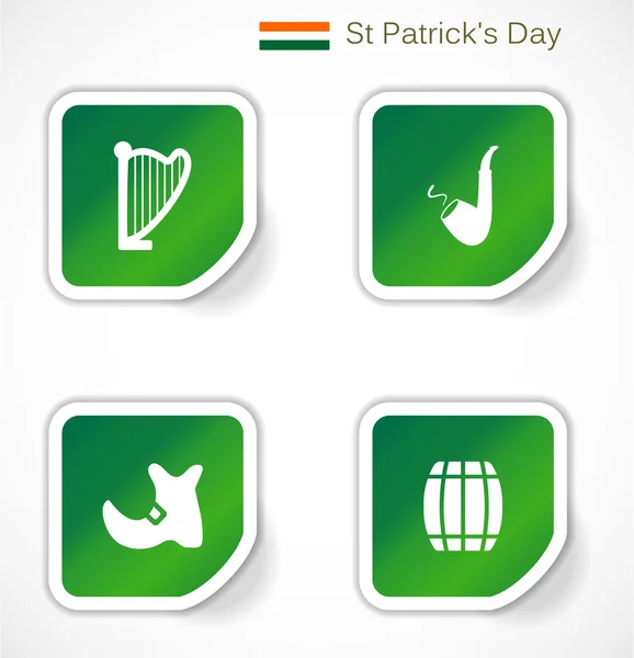 St. Patricks klistremerker med ikoner – stockvektor