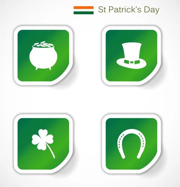 St. patrick 's sticker mit symbolen — Stockvektor