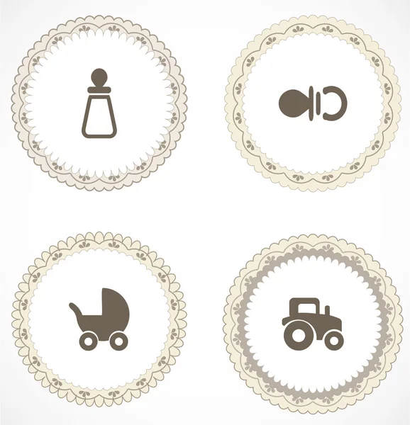 Vintage labels with icons — Stock Vector