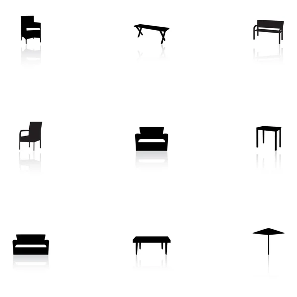 Möbler ikoner - utomhus — Stock vektor