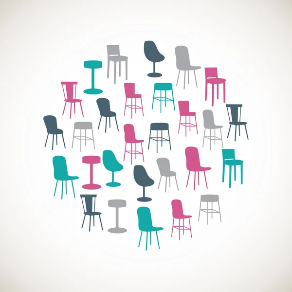 Barevné ikony nábytku - židle — Stockový vektor