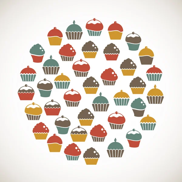 Colorate icone cupcake — Vettoriale Stock