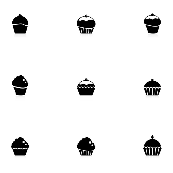 Iconos de cupcakes — Vector de stock