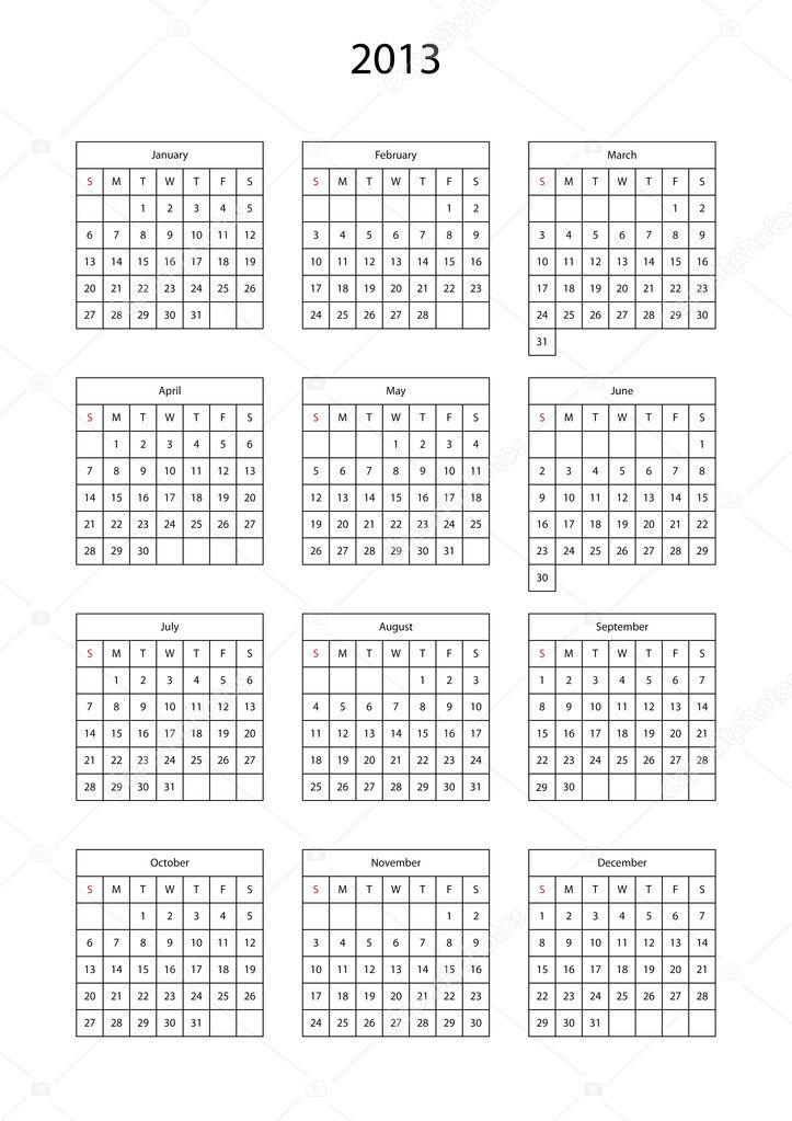 Basic calendar for 2013