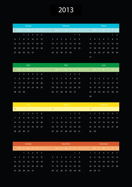 Calendar for 2013 — Stock Vector