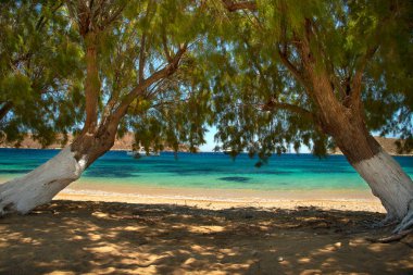 Yunanistan 'ın Serifos adasındaki Livadakia plajı