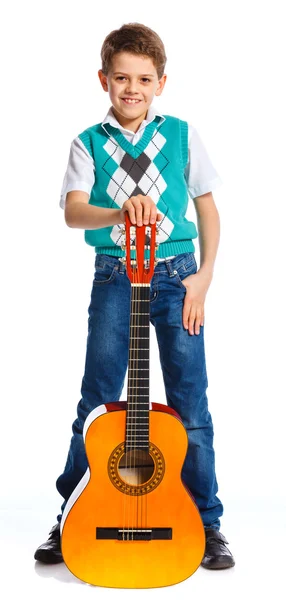 Boy with classical Spanish guitar — Stock Photo, Image