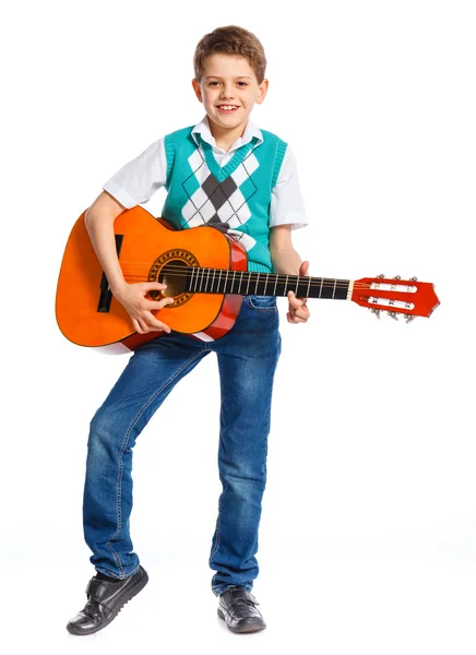 Boy with classical Spanish guitar — Stock Photo, Image