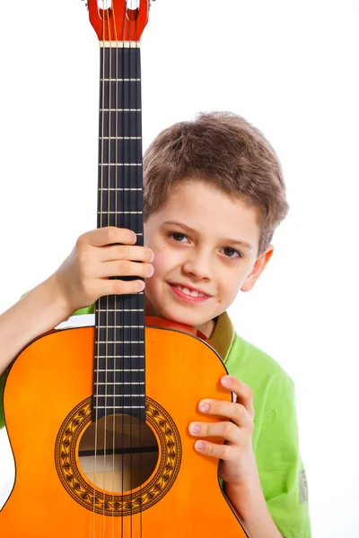 Menino com guitarra clássica espanhola — Fotografia de Stock