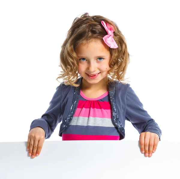 Menina com uma placa em branco — Fotografia de Stock