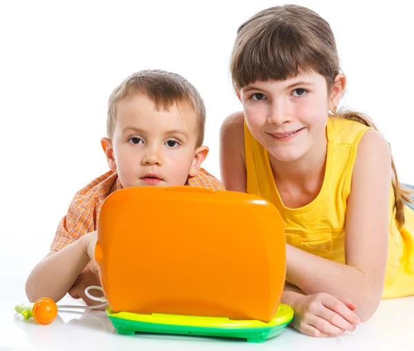 Children with laptop — Zdjęcie stockowe