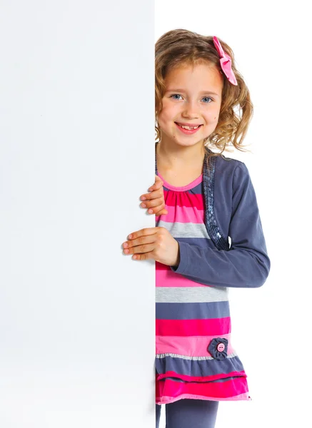 Menina com uma placa em branco — Fotografia de Stock