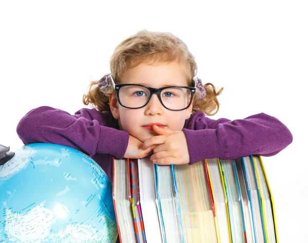 Education - funny girl with books. — Stock Photo, Image