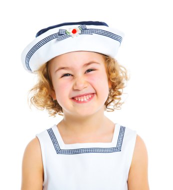 Kırmızı elbise sevimli küçük kız