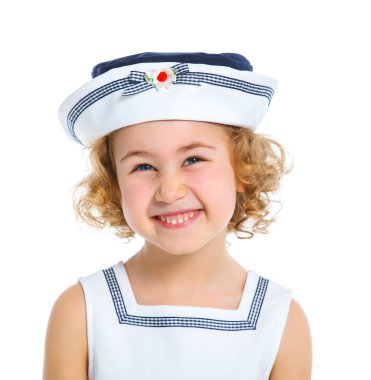 Kırmızı elbise sevimli küçük kız