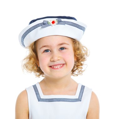 Kırmızı elbise sevimli küçük kız